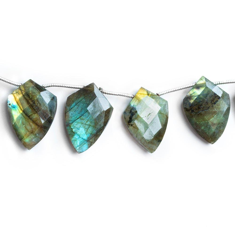 Labradorite Faceted Shield Beads 8 inch 13 pieces - The Bead Traders
