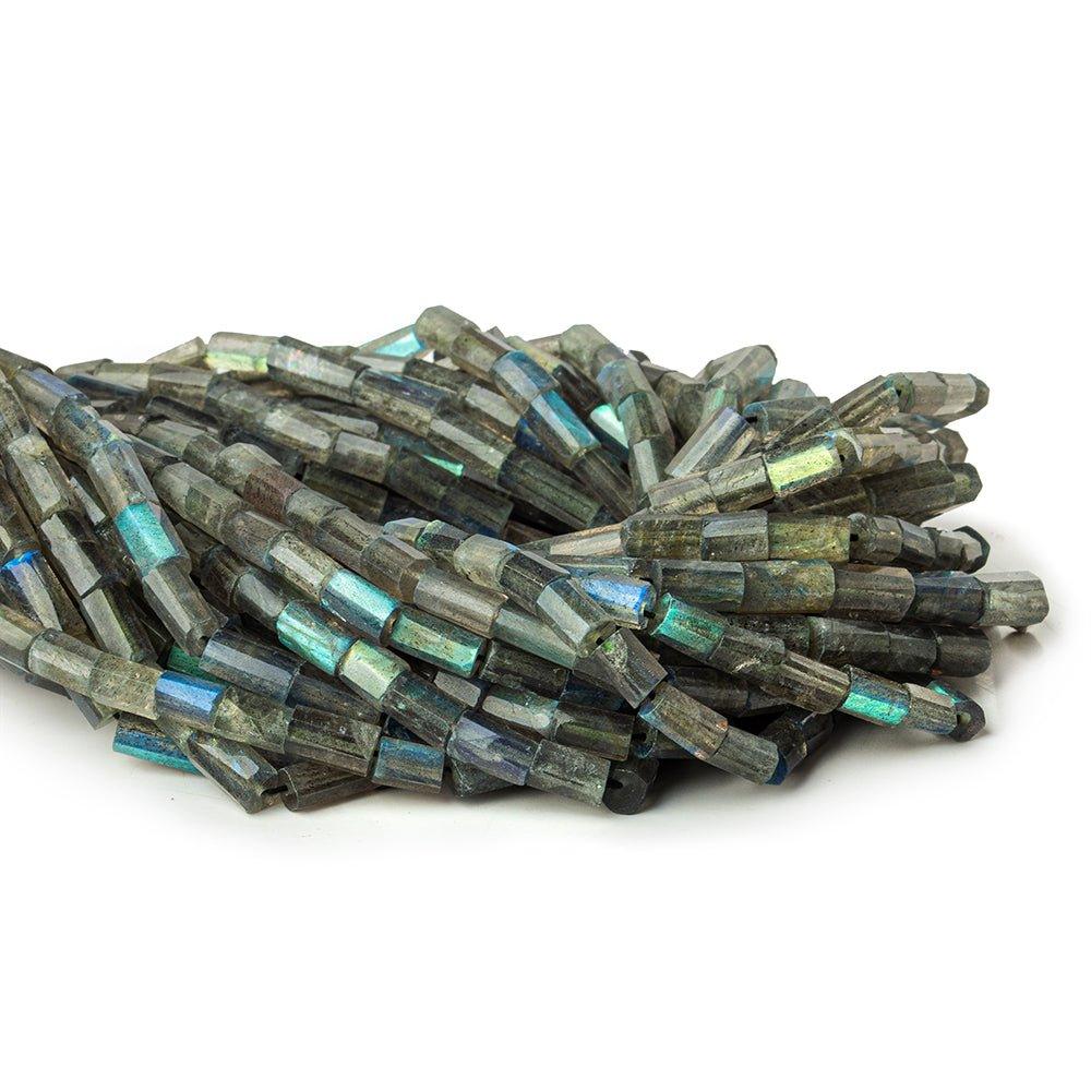 Labradorite faceted tubes 13.5 inch 36 beads 6x4-9x4mm - The Bead Traders