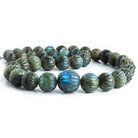 Labradorite hand carved melon beads 20 inch 11.5-18.5mm 39 pieces - The Bead Traders