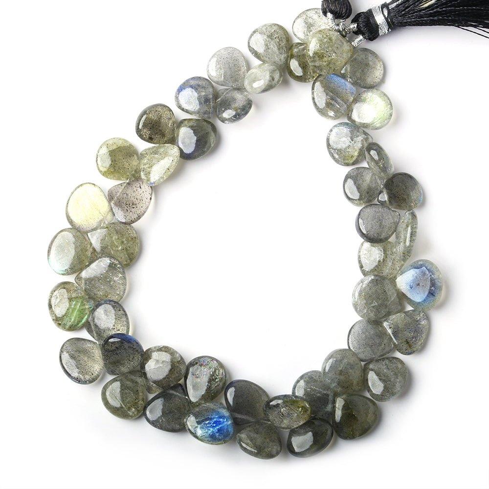 Labradorite Plain Heart Beads 8x8-10x10mm, 8 inch, 48 pieces - The Bead Traders