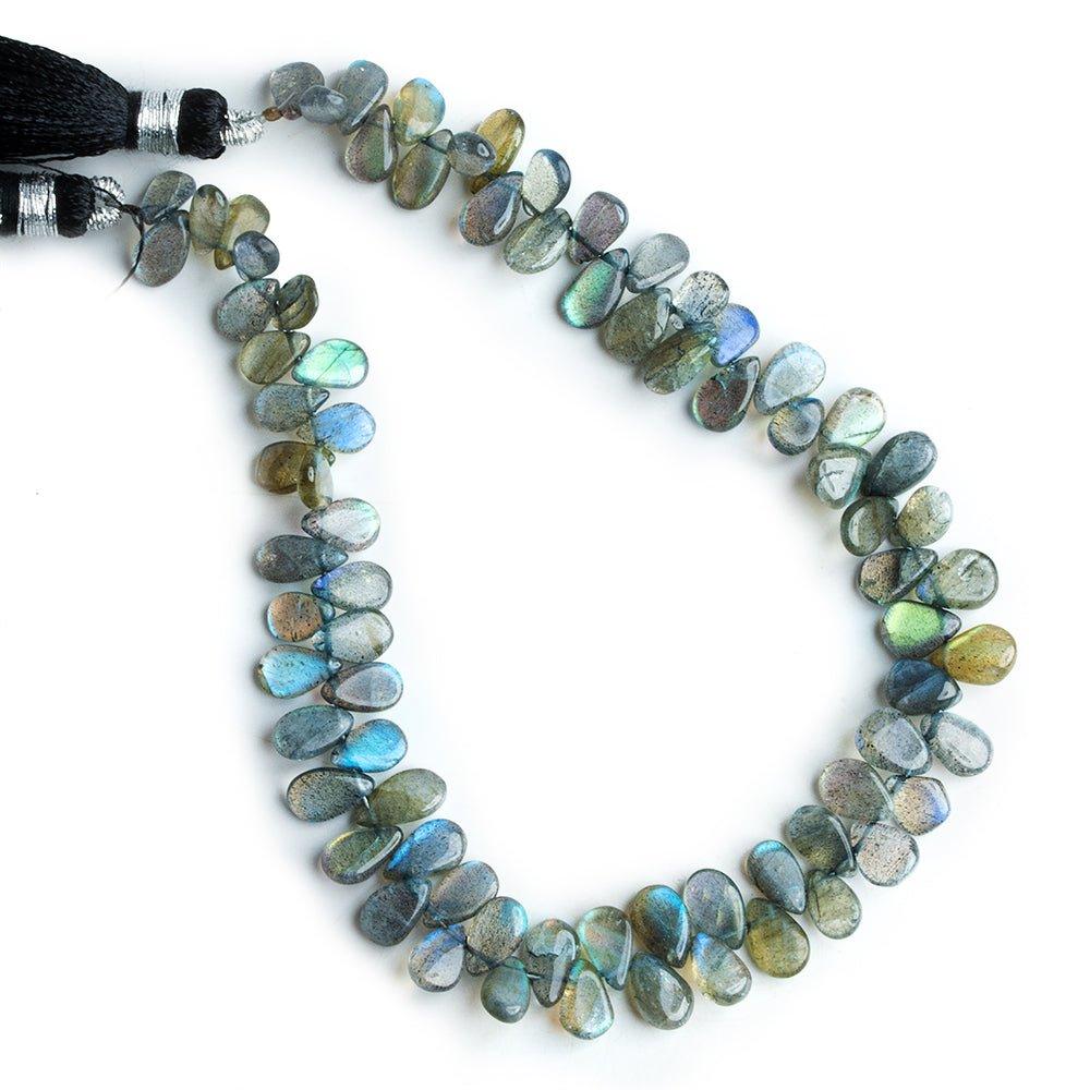 Labradorite Plain Pear Beads 8 inch 65 pieces - The Bead Traders