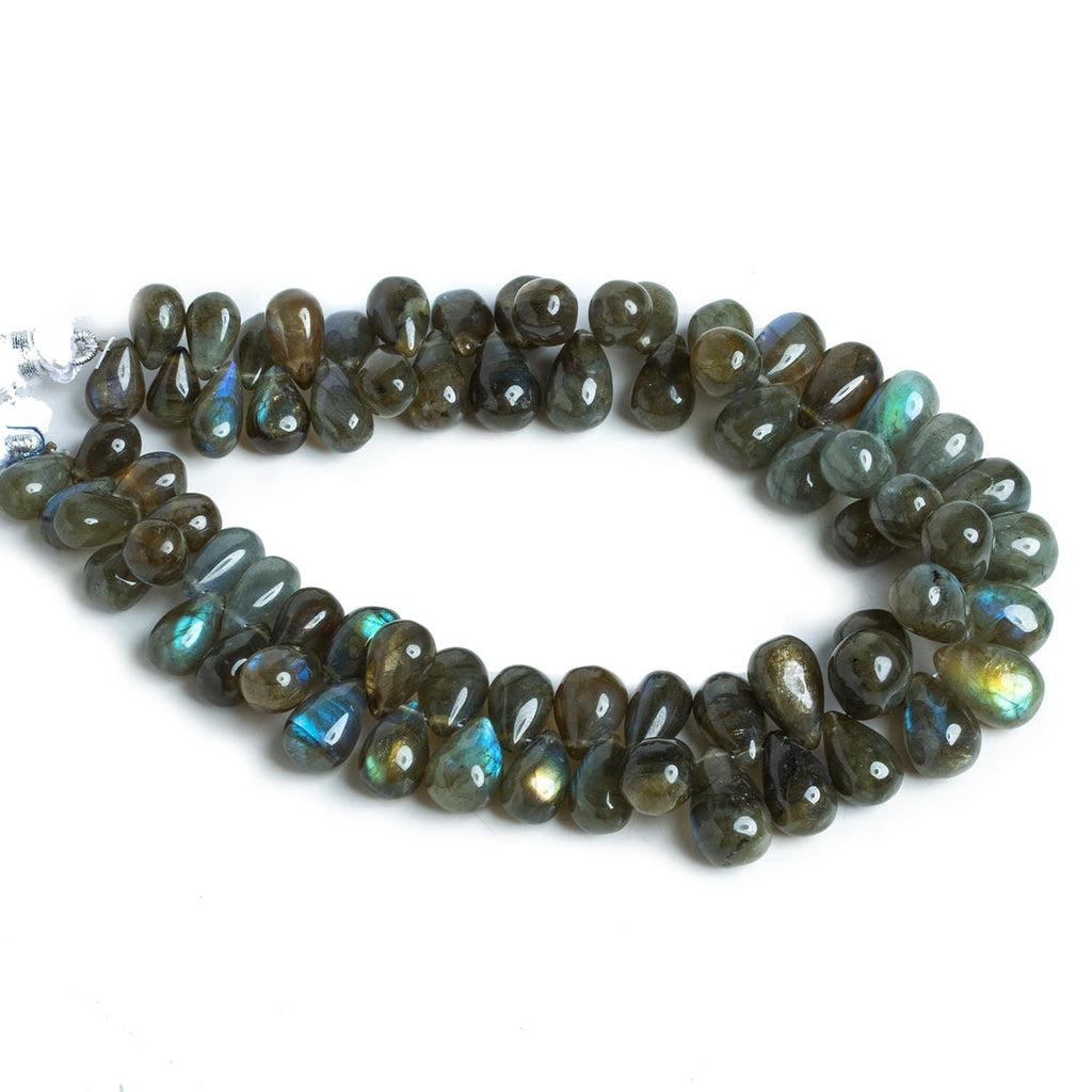 Labradorite Plain Teardrops 10 inch 60 beads - The Bead Traders
