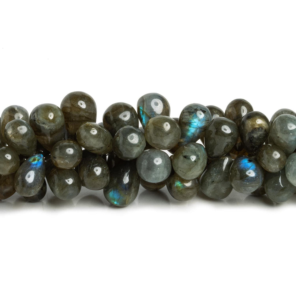 Labradorite Plain Teardrops 10 inch 60 beads - The Bead Traders