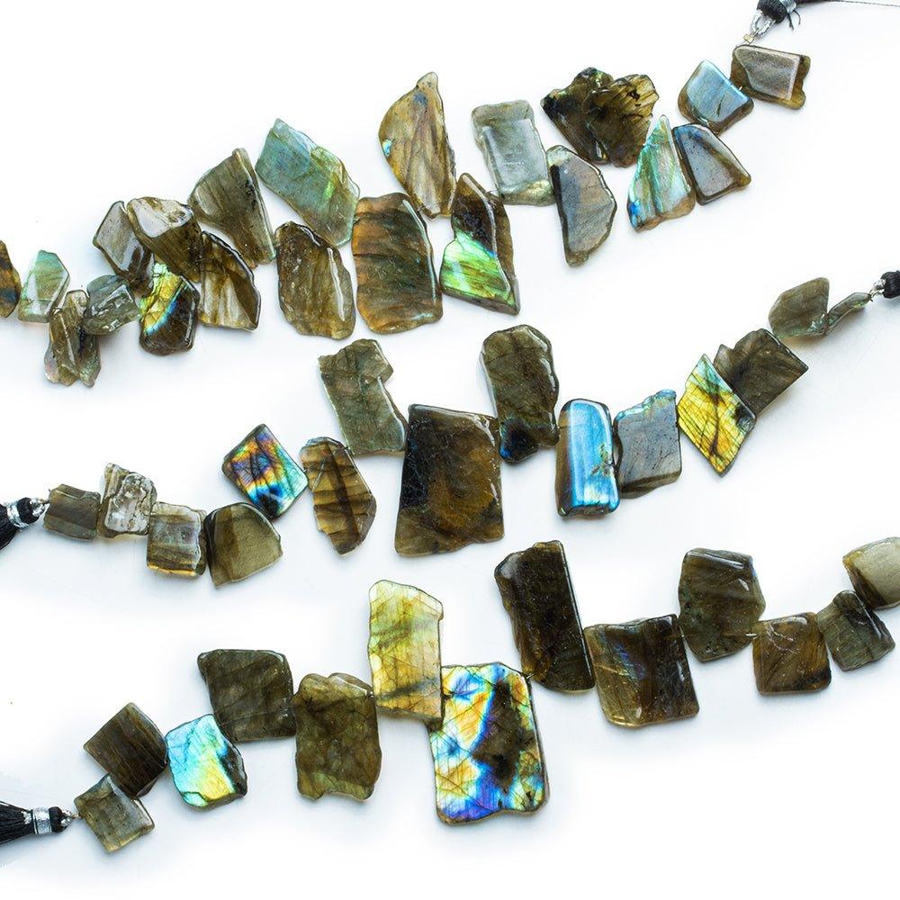 Labradorite Rectangle Slice Beads 7 inch 13 pieces - The Bead Traders