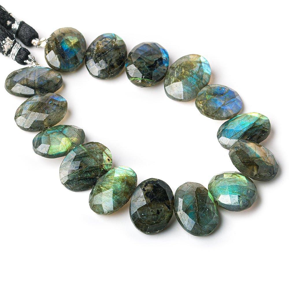 Labradorite side drilled faceted ovals 7.5 inch 13 beads 17x13-19x13mm - The Bead Traders