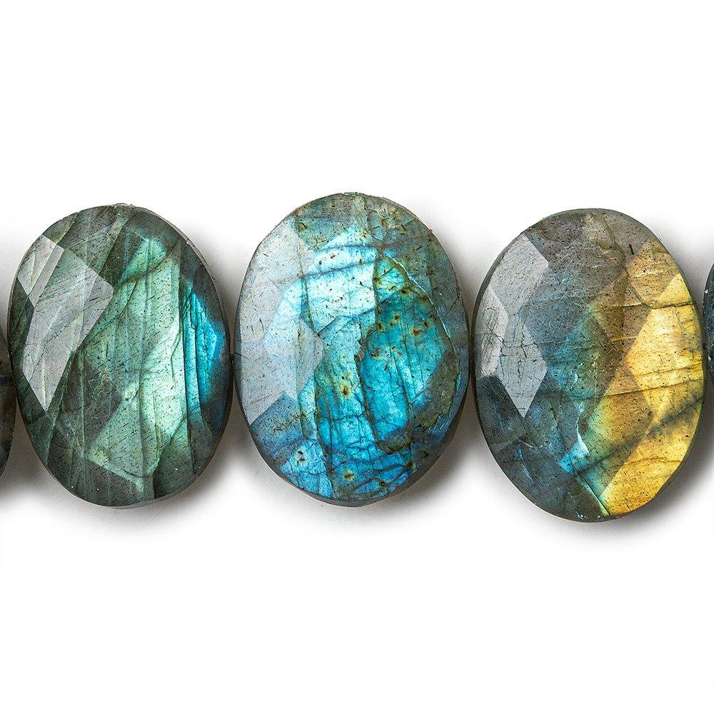Labradorite side drilled faceted ovals 7.5 inch 13 beads 17x13-19x13mm - The Bead Traders