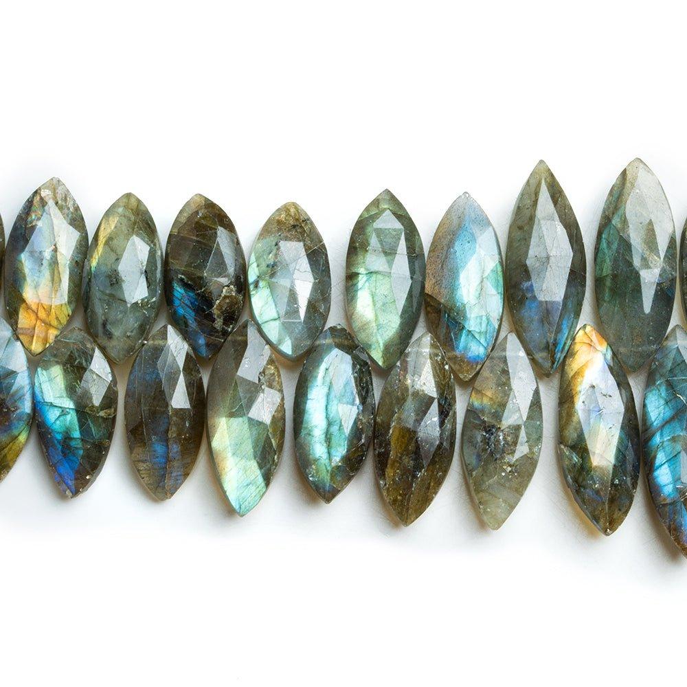 Labradorite Top Drilled Faceted Marquise Beads 8 inch 44 pieces - The Bead Traders