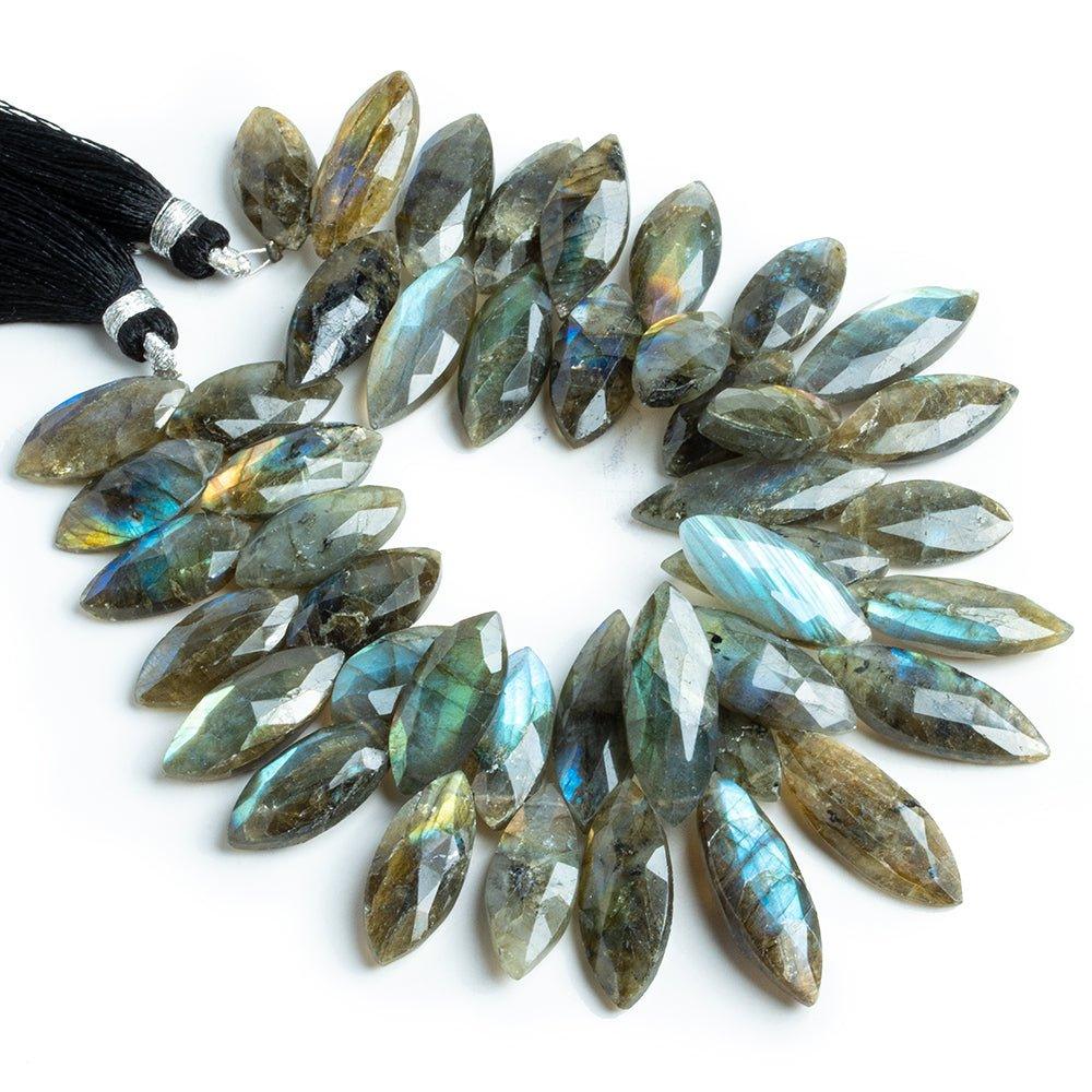 Labradorite Top Drilled Faceted Marquise Beads 8 inch 44 pieces - The Bead Traders