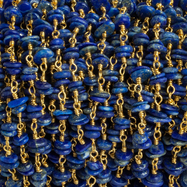 Lapis Lazuli Double Nugget Gold Chain 64 pieces