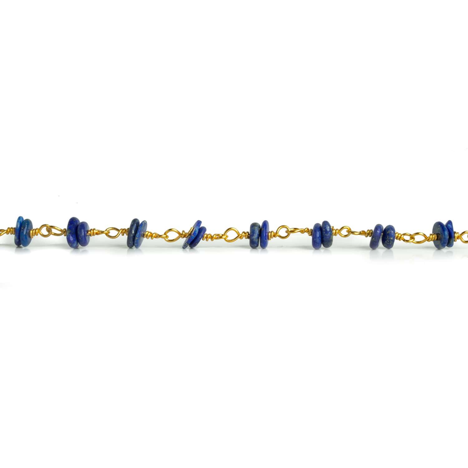 Lapis Lazuli Double Nugget Gold Chain 64 pieces - The Bead Traders