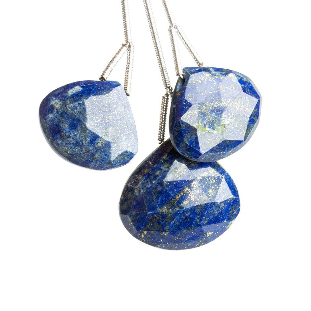 Lapis Lazuli Faceted Heart Focal Beads Set of 3 - The Bead Traders
