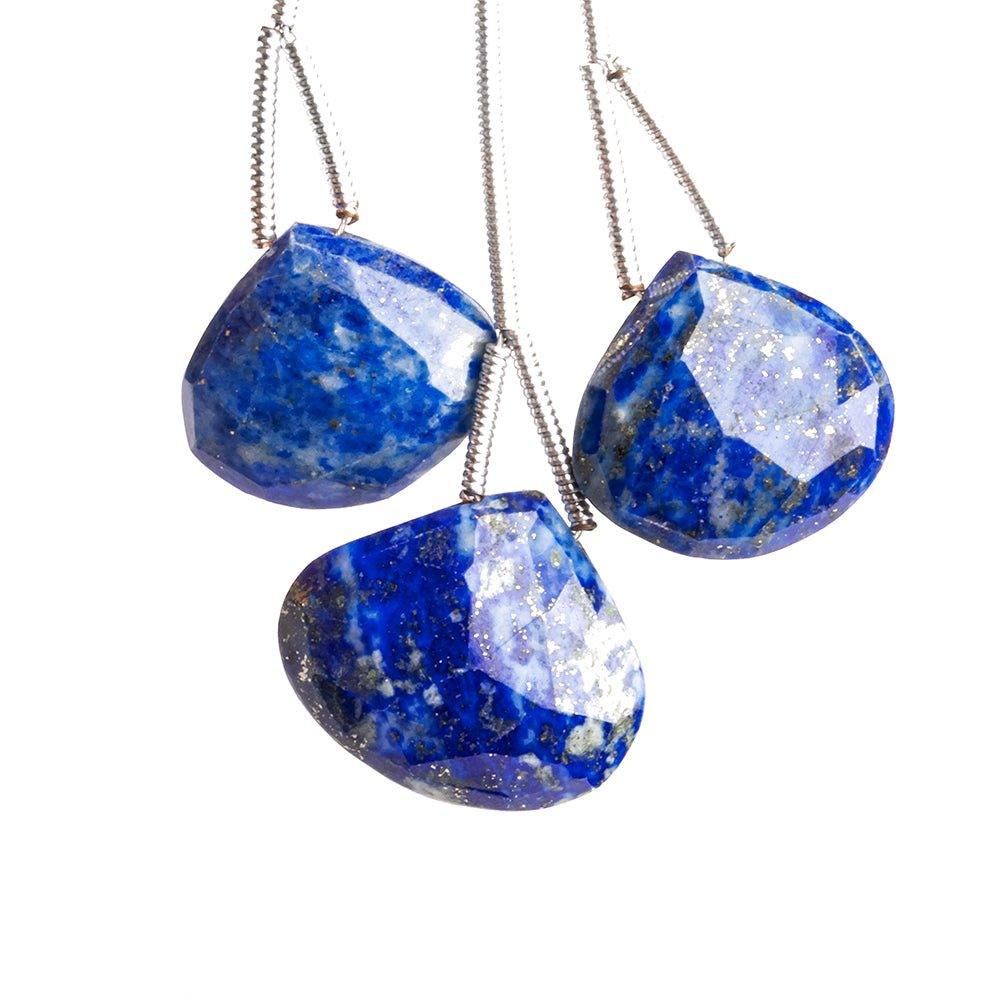 Lapis Lazuli Faceted Heart Focal Beads Set of 3 - The Bead Traders