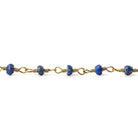 Lapis Lazuli faceted rondelle Brass Chain by the foot 33 pieces - The Bead Traders