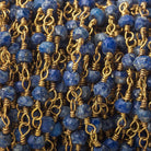 Lapis Lazuli faceted rondelle Brass Chain by the foot 33 pieces - The Bead Traders