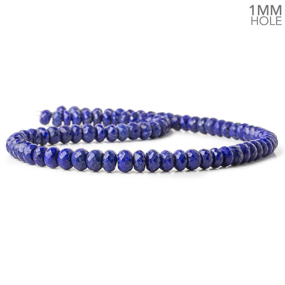 Lapis Lazuli large hole faceted rondelles 18 inch 86 beads 8mm - 9mm - The Bead Traders
