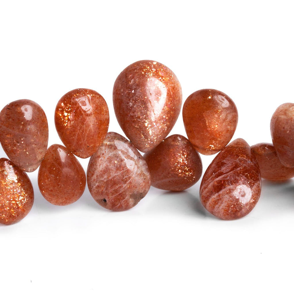 Large Sunstone Plain Pears 8 inch 34 beads - The Bead Traders
