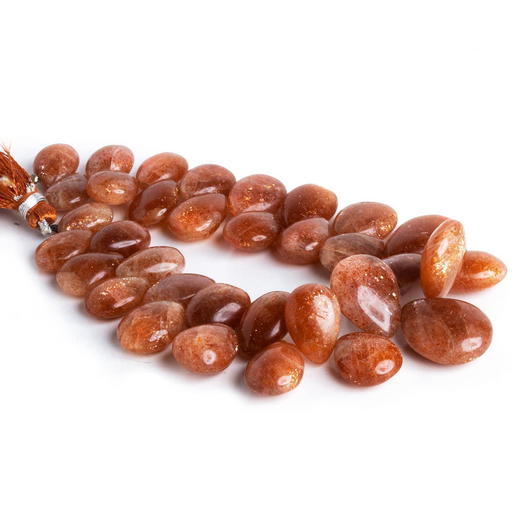 Large Sunstone Plain Pears 8 inch 34 beads - The Bead Traders