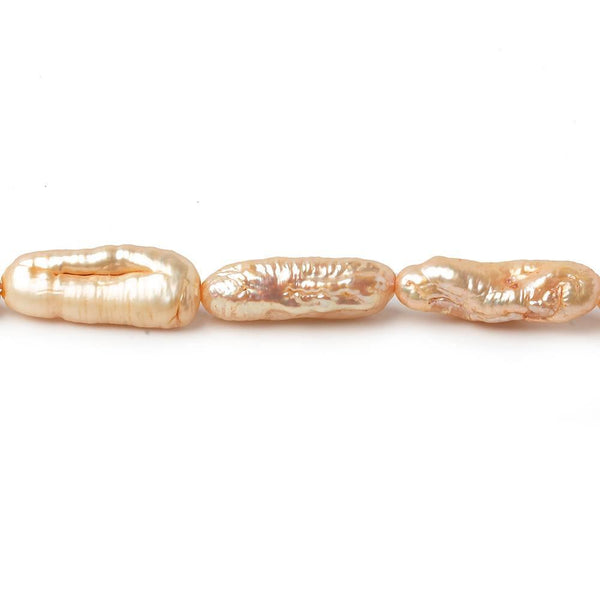 Latte Straight Drill Biwa Freshwater Pearl 14 inch 24 pieces 6x15mm