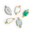 Leafed Multi Gemstone Connectors - Lot of 5 - The Bead Traders