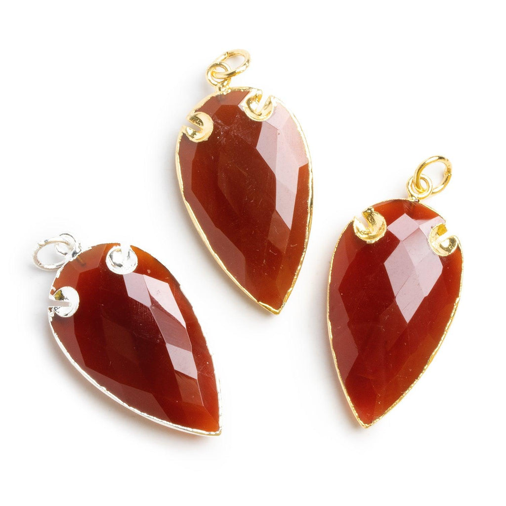 Leafed Red Chalcedony Arrowhead Pendants - Lot of 3 - The Bead Traders