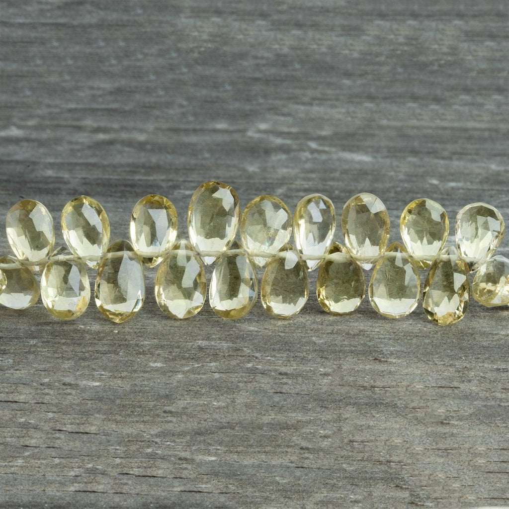 Lemon Quartz Faceted Pears 8 inch 65 beads - The Bead Traders