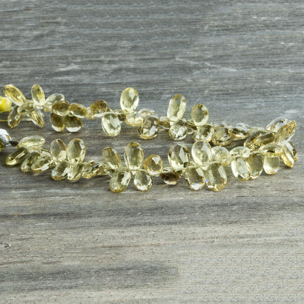 Lemon Quartz Faceted Pears 8 inch 65 beads - The Bead Traders