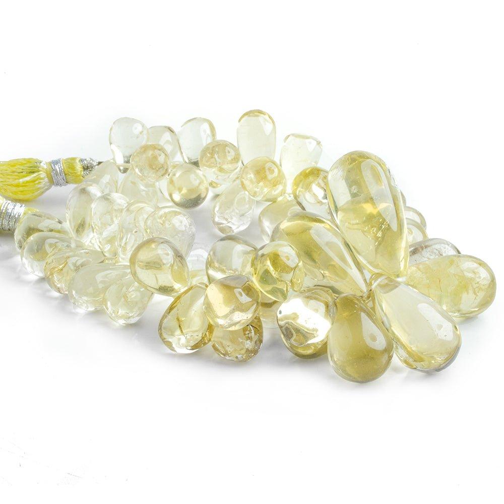 Lemon Quartz Plain Teardrop Beads 7 inch 55 pieces - The Bead Traders