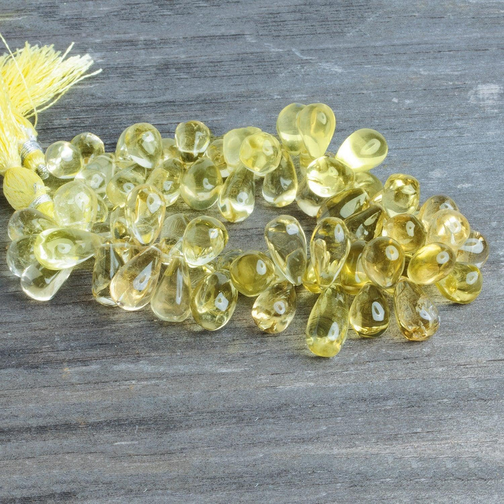 Lemon Quartz Plain Teardrops 8 inch 65 beads - The Bead Traders