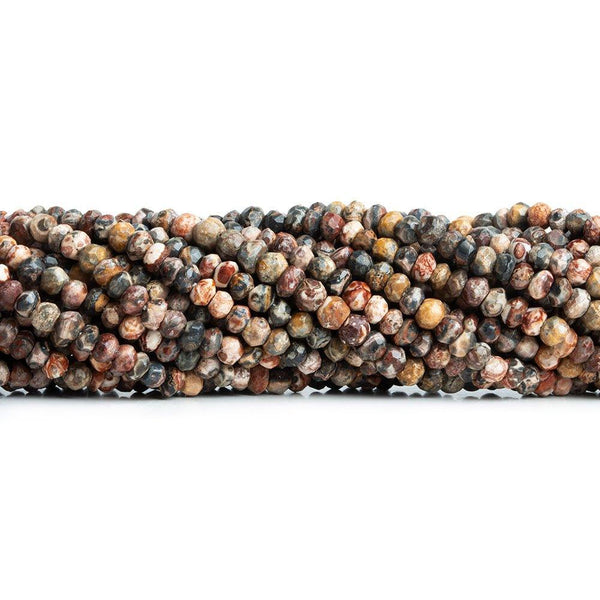 Leopard Skin Jasper Faceted Rondelle Beads 12 inch 130 pieces