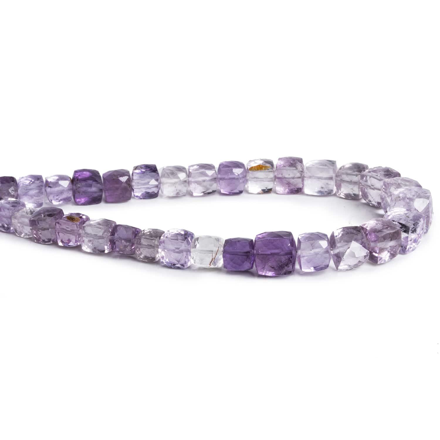 Light Amethyst Faceted Cubes 8 inch 33 beads - The Bead Traders