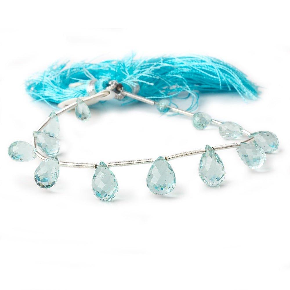 Light Blue Glass Beads Faceted Top Drilled 7-10mm Teardrops - The Bead Traders