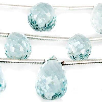 Light Blue Glass Beads Faceted Top Drilled 8-12mm Teardrops - The Bead Traders
