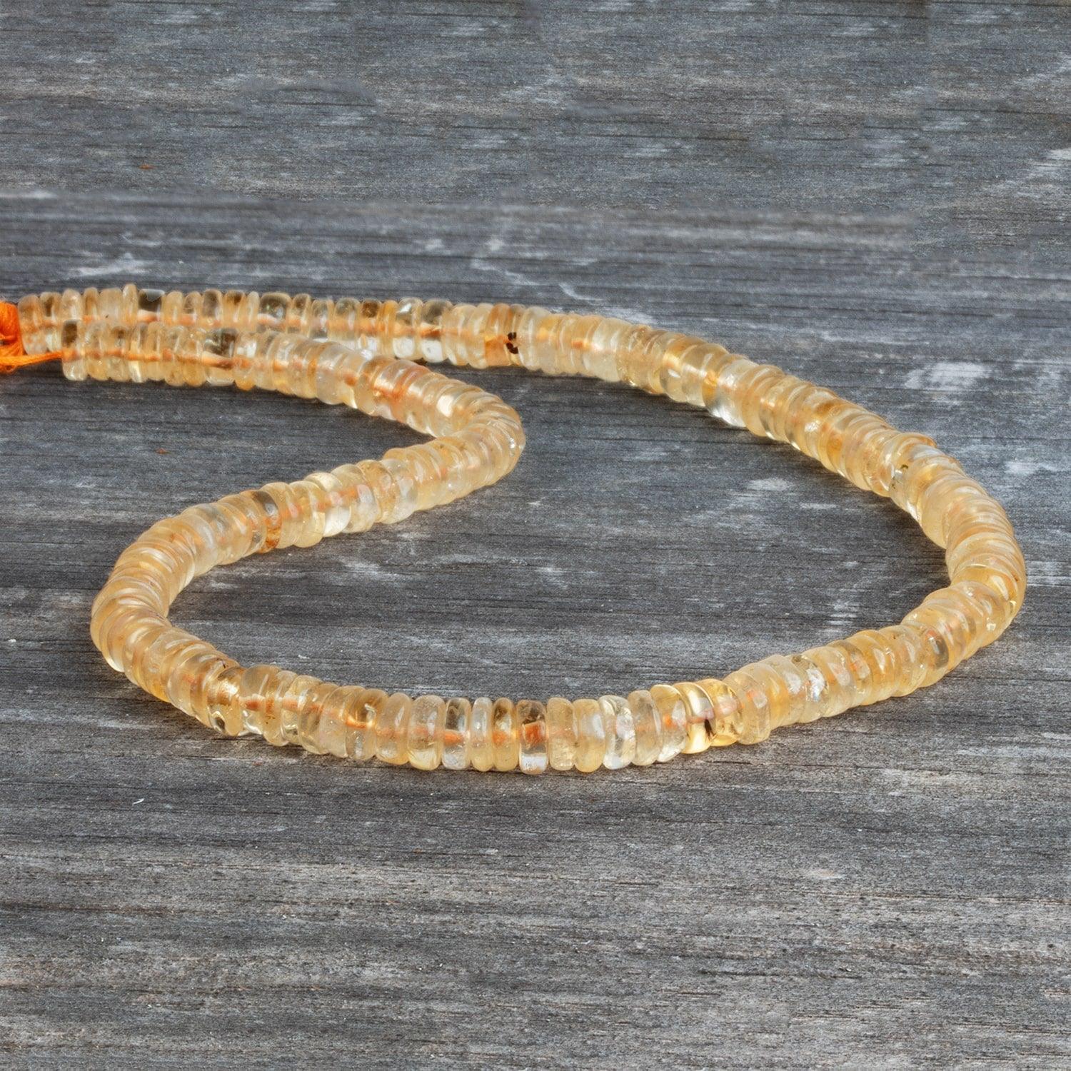Light Citrine Plain Heishis 14 inch 155 beads - The Bead Traders