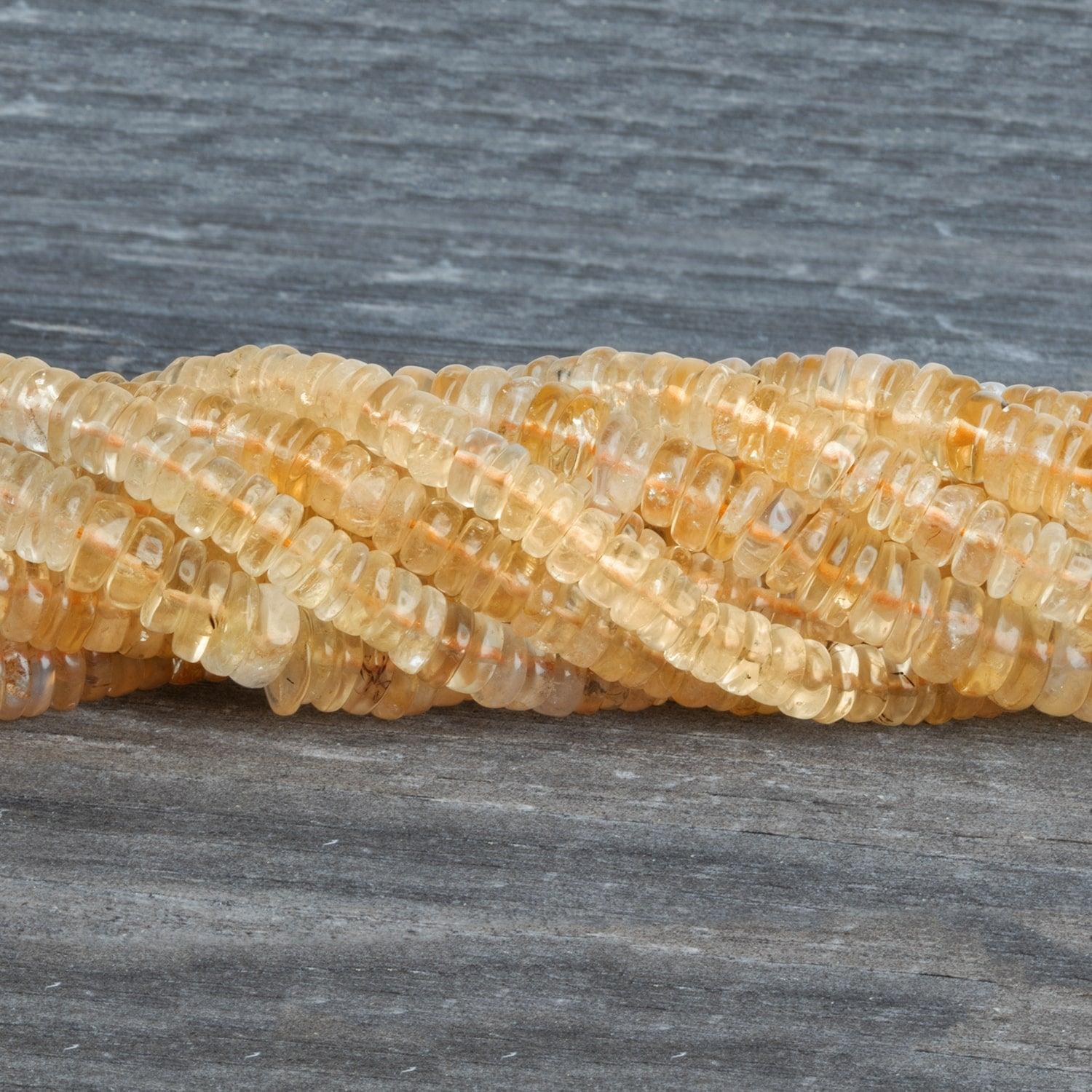 Light Citrine Plain Heishis 14 inch 155 beads - The Bead Traders