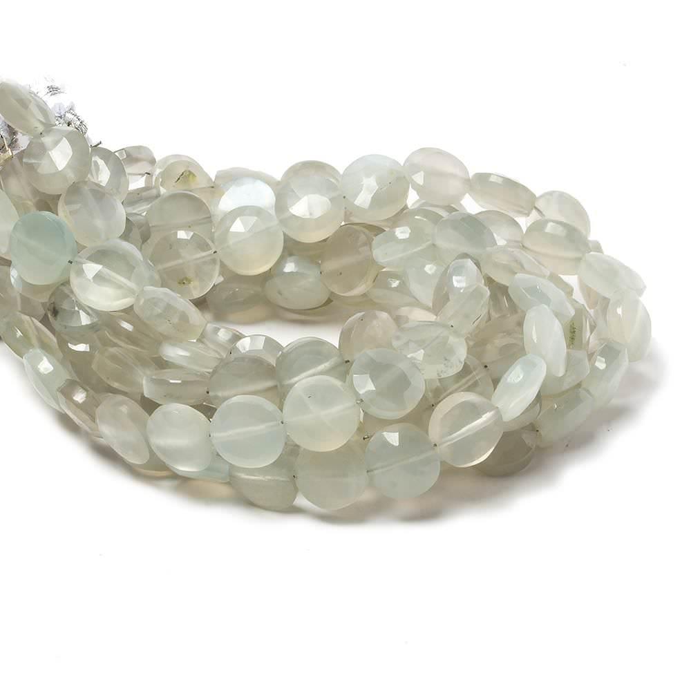 Light Grey Moonstone faceted coin beads 8 inch 23 pieces - The Bead Traders