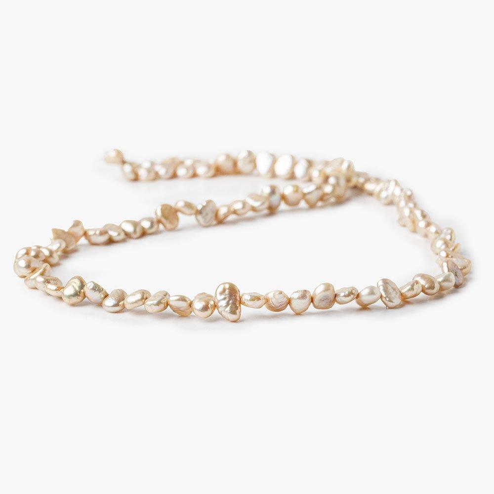 Light Mocha Beige Baroque Flat Freshwater Pearls 16 inch 87 pieces 5x4-6x4mm - The Bead Traders