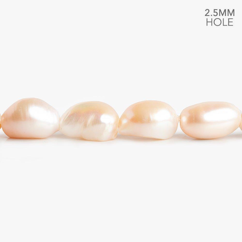 Light Peach Large Hole Baroque Freshwater Pearls 16 inch 30 pieces - The Bead Traders