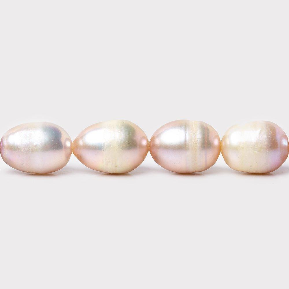 Lilac Pink Freshwater Pearl Straight Drilled 12x8x8mm Ringed Baroque, 14" length, 24 pieces - The Bead Traders
