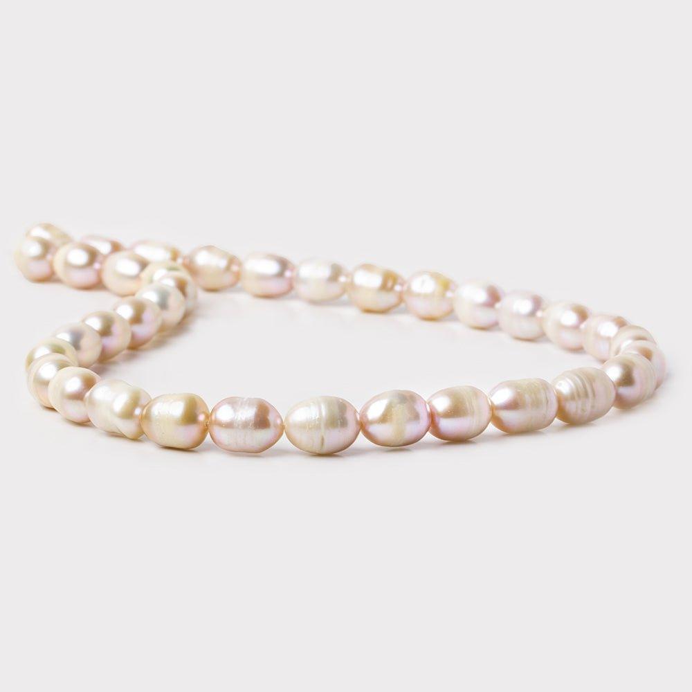 Lilac Pink Freshwater Pearl Straight Drilled 12x8x8mm Ringed Baroque, 14" length, 24 pieces - The Bead Traders