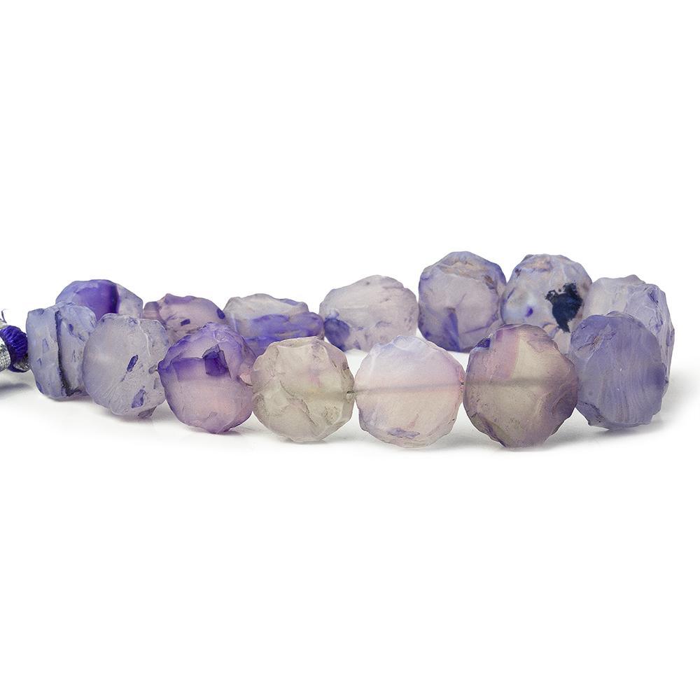 Lilac Purple Agate Tumbled Hammer Faceted Coin beads 8 inch 13 pieces - The Bead Traders