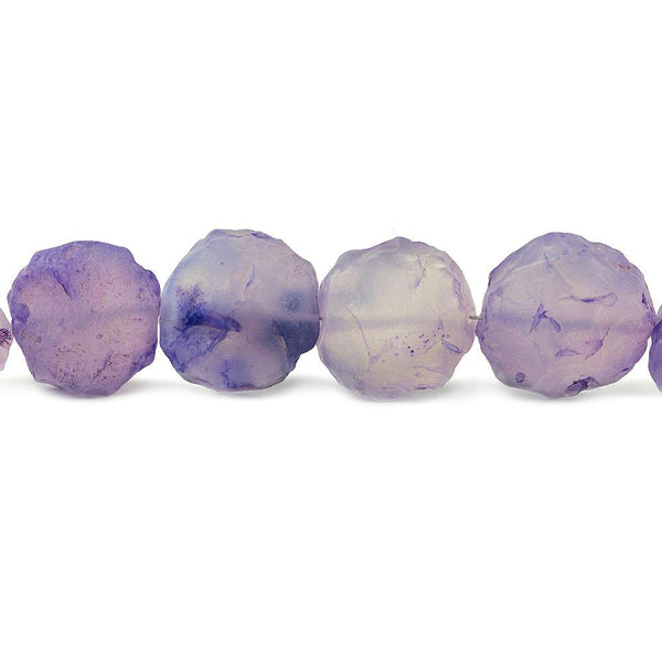 Lilac Purple Agate Tumbled Hammer Faceted Coin beads 8 inch 13 pieces