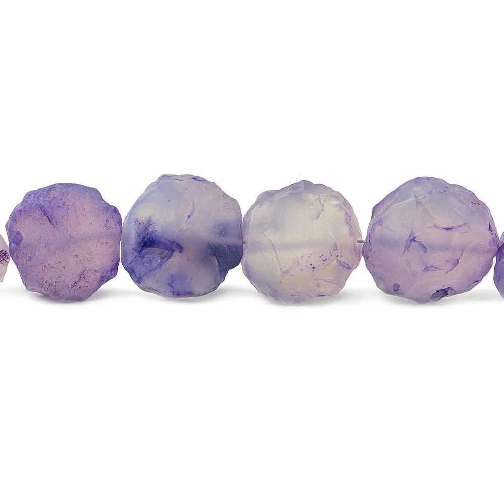Lilac Purple Agate Tumbled Hammer Faceted Coin beads 8 inch 13 pieces - The Bead Traders