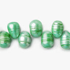 Lime Green Top Drilled Baroque Freshwater Pearl Strand 59 pieces 8-9mm diameter - The Bead Traders