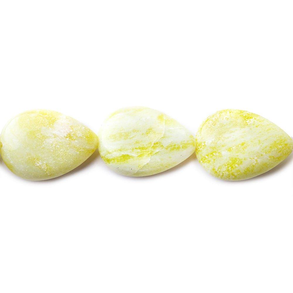 Lime Jade Plain Pear Beads, 14 inch 16pcs/strand - The Bead Traders
