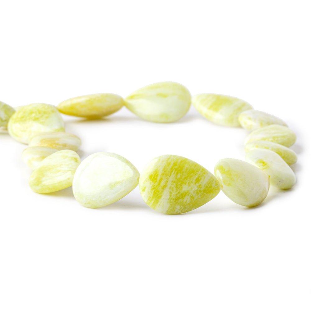 Lime Jade Plain Pear Beads, 14 inch 16pcs/strand - The Bead Traders
