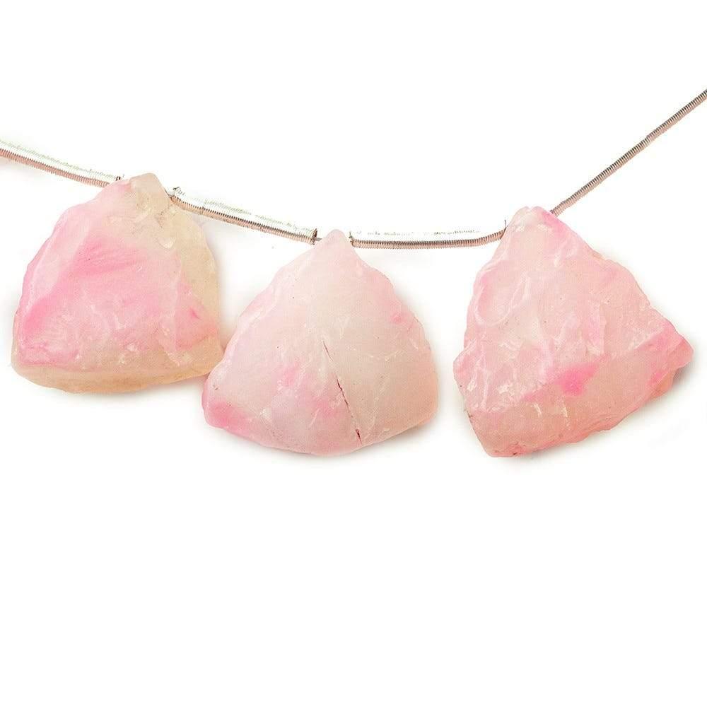 Lipstick Pink Agate Hammer Faceted Trillion Beads 8 inch 12 pieces - The Bead Traders