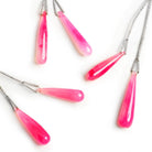 Lipstick Pink Chalcedony Teardrop Focal Bead 2 Pieces - The Bead Traders