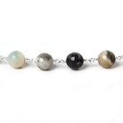 Lot - 8mm MultiColor Amazonite faceted round Silver chain by the foot 23 pieces - The Bead Traders