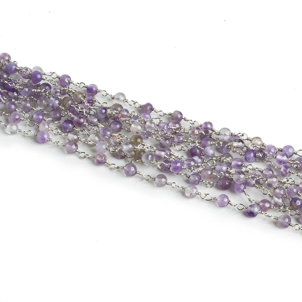 Lot of 18ft - 4mm Amethyst Round Silver Chain - The Bead Traders