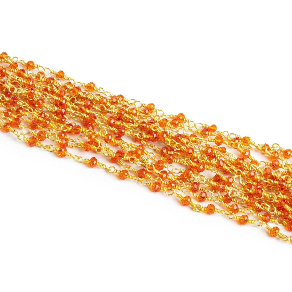 Lot of 20ft - 3mm Orange Crystal Gold Chain - The Bead Traders